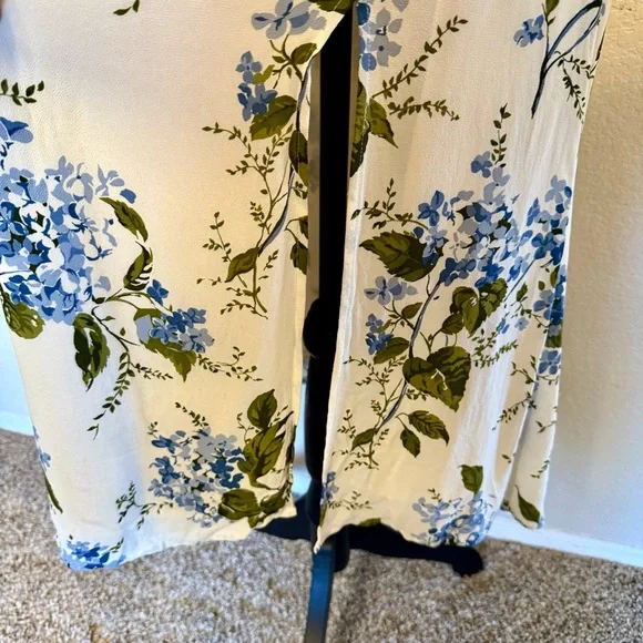 Reformation Juliette Floral Print Midi Georgette Dress White Blue Green Size 6 - Picture 5 of 14